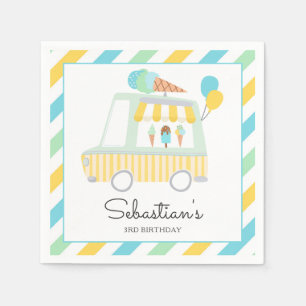 Boy Ice Cream Lastbil Födelsedagsfest Dekorationer Pappersservett