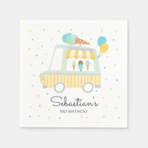 Boy Ice Cream Lastbil Födelsedagsfest Dekorationer