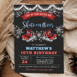 Boy Ice Skating Birthday Invitation Inbjudningar