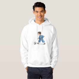 Boy in kimono playing soccer hoodie