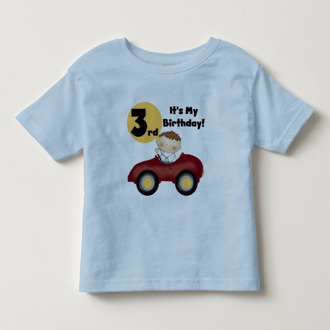 Boy in Red Car 3rd Birthday T-shirts and Gifts (Framsida)
