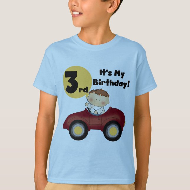 Boy in Red Car 3rd Birthday T-shirts and Gifts (Framsida)