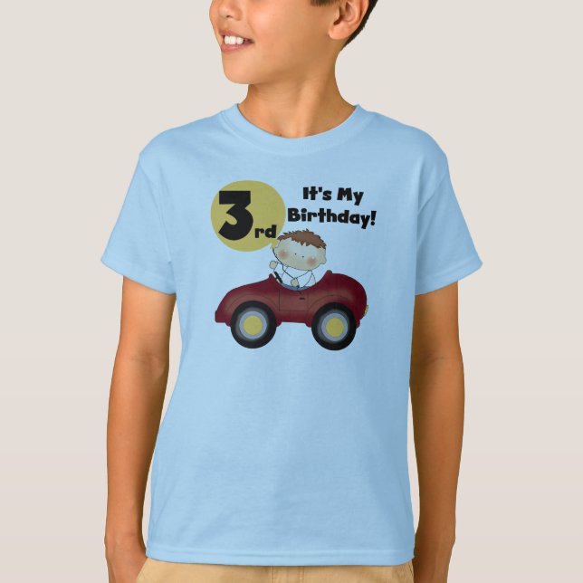 Boy in Red Car 3rd Birthday T-shirts and Gifts (Framsida)
