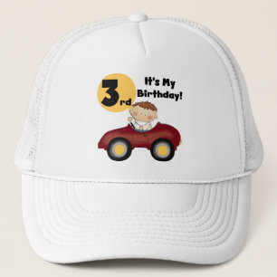 Boy in Red Car 3rd Birthday T-shirts and Gifts Keps