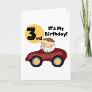 Boy in Red Car 3rd Birthday T-shirts and Gifts Kort