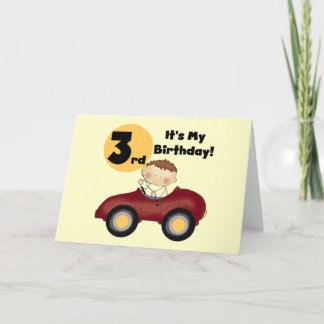 Boy in Red Car 3rd Birthday T-shirts and Gifts Kort