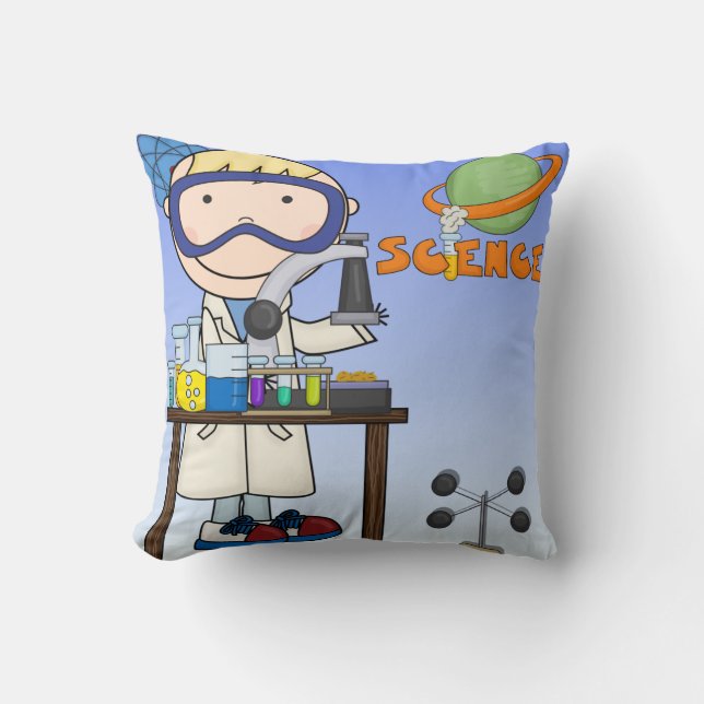 Boy in Science Lab Pillow Kudde (Framsida)