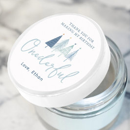 Boy Julgran Onederful Birthday Tack Runt Klistermärke