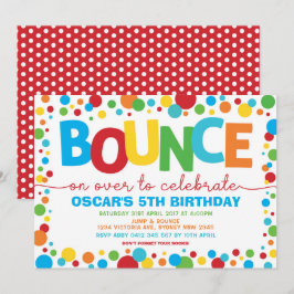 Boy Jump Birthday BounHouse Trampoline Party Inbjudningar