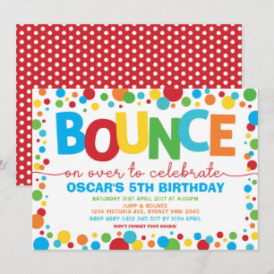 Boy Jump Birthday BounHouse Trampoline Party Inbjudningar