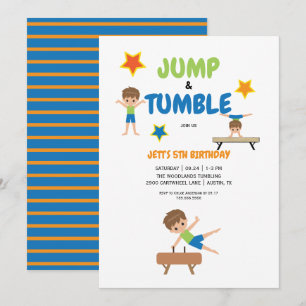 Boy Jump & Tumble Gymnastics Födelsedagsfest Inbjudningar