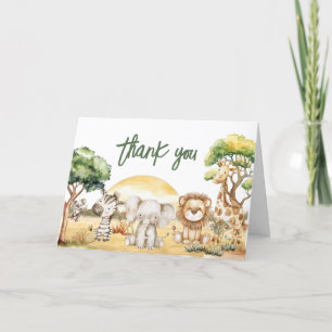 Boy Jungle Safari Animals Baby Shower Tack Kort