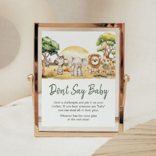 Boy Jungle Safari Animals Säg inte Baby Poster