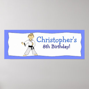 BOY KARATE KUNG FU Personlig Birthday Banner Poster