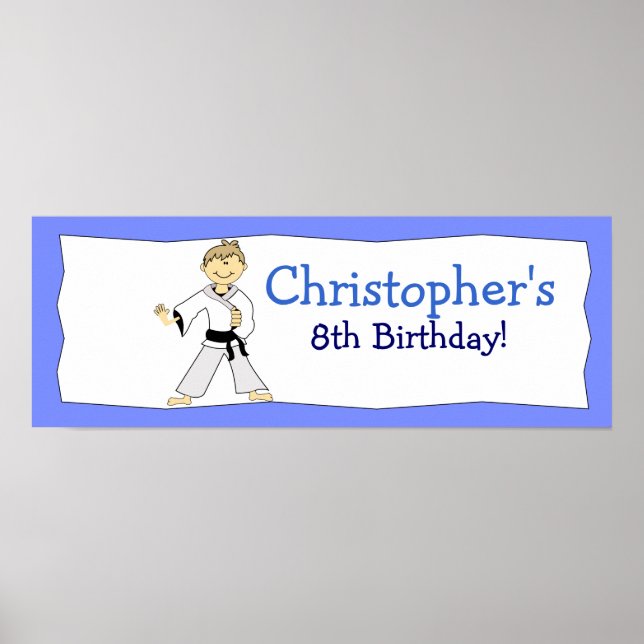 BOY KARATE KUNG FU Personlig Birthday Banner Poster (Framsidan)