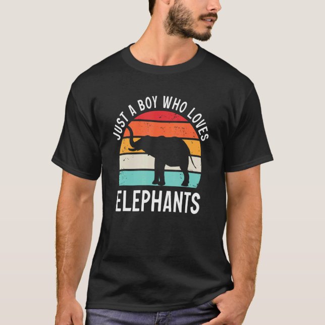 Boy Kärlek Elephants Retro Afrika India Wildern T Shirt (Framsida)
