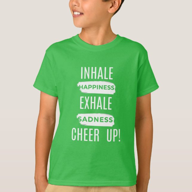 BOY KIDS INHALE AND EXHALE CHEER UP T SHIRT  (Framsida)