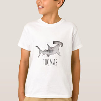 Boy & Kids, modern Hammerhead Shark Namn T Shirt