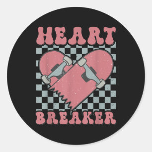 Boy Kids Valentiness Heartbrytare Skateboard Skati Runt Klistermärke