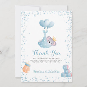 Boy Koala Bear Blue Tack Baby Shower Card Kort