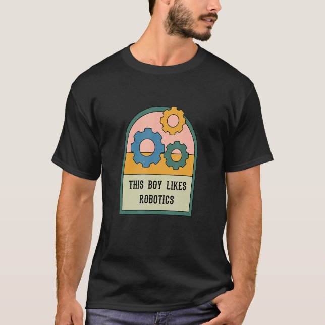 Boy Likes Robotics Engineering Mechanic Ingenjör T Shirt (Framsida)