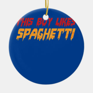 Boy Likes Spaghetti Pasta Chef Noodles Julgransprydnad Keramik