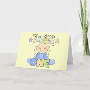 Boy Little Angel 1:a födelsedagen Tshirts och Gift Kort