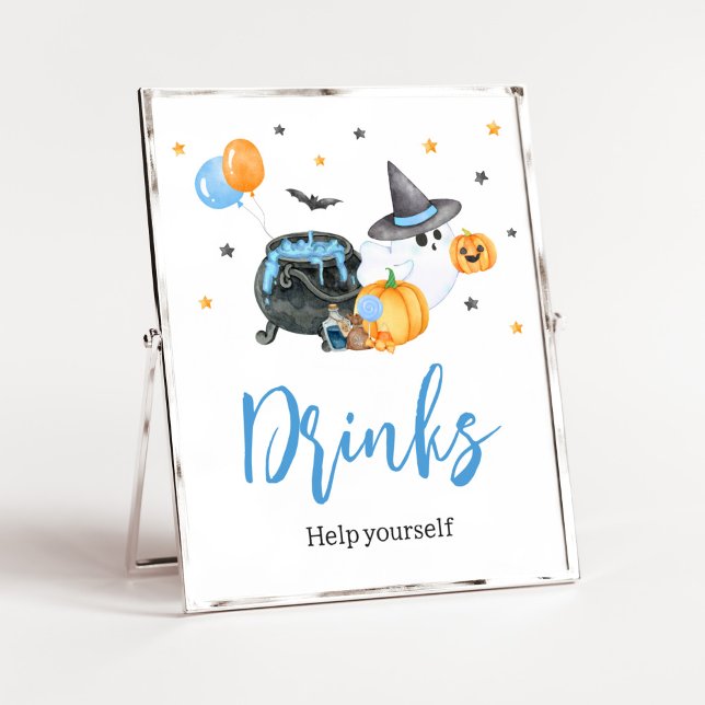 Boy Little Boo Ghost Baby Shower Drinks Poster (Ghost Halloween Baby Shower
Drinks Sign)