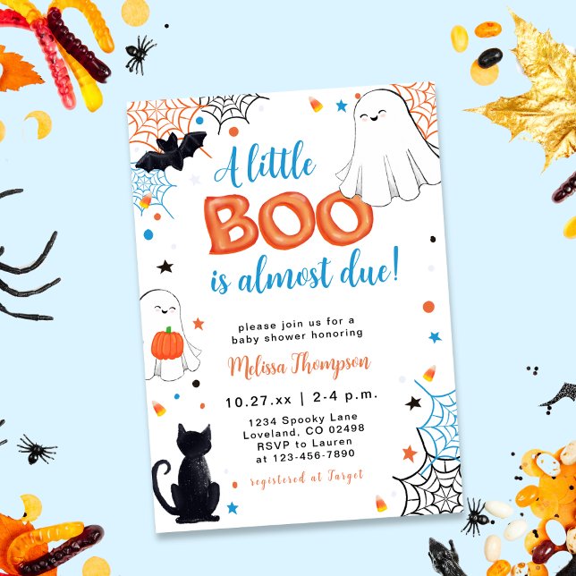 Boy Little Boo Ghost Halloween Baby Shower Inbjudningar (Skapare uppladdad)