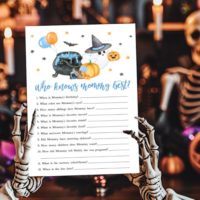 Boy Little Boo Ghost som känner Mamma Best Game (Ghost Halloween Baby Shower Who knows Mommy Best Game)