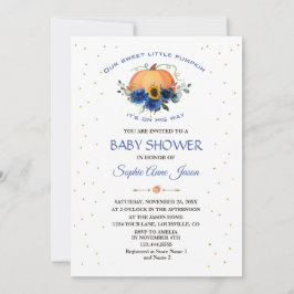 Boy Little Pumpkin Blommigt Thanksgiving Baby Show Inbjudningar