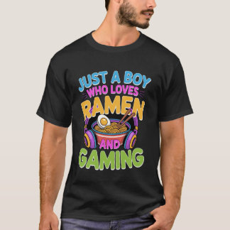 Boy Loves Ramen and Gaming Kawaii Gamer Noodle T Shirt