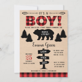 Boy Lumberjack Baby Shower Inbjudningar