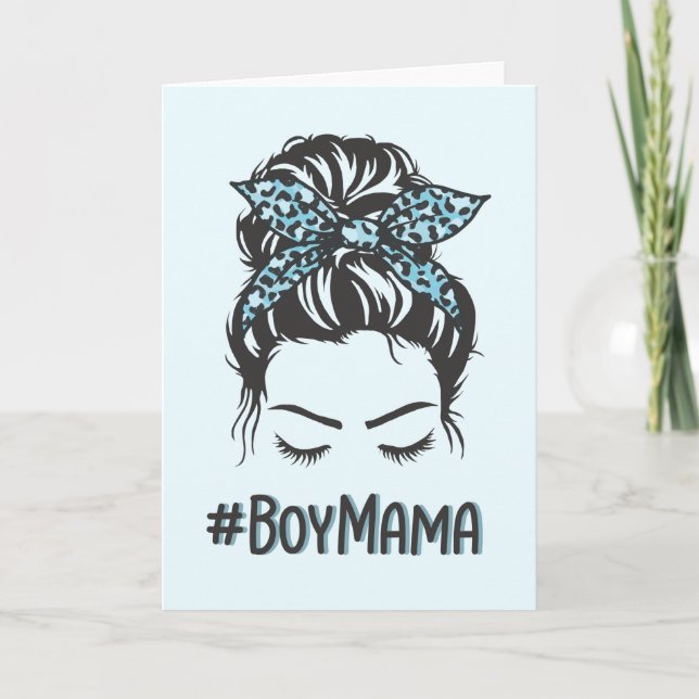 Boy Mamma Messy Bun Boy Mamma Gifts Kort (Framsida)