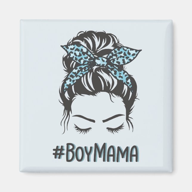 Boy Mamma Messy Bun Boy Mamma Gifts Magnet (Framsidan)