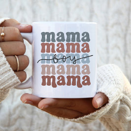 Boy Mamma Mors dag Retro Stacks Två-Tonad Mugg