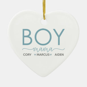 Boy Mamma Personlig med Namn Julgransprydnad Keramik