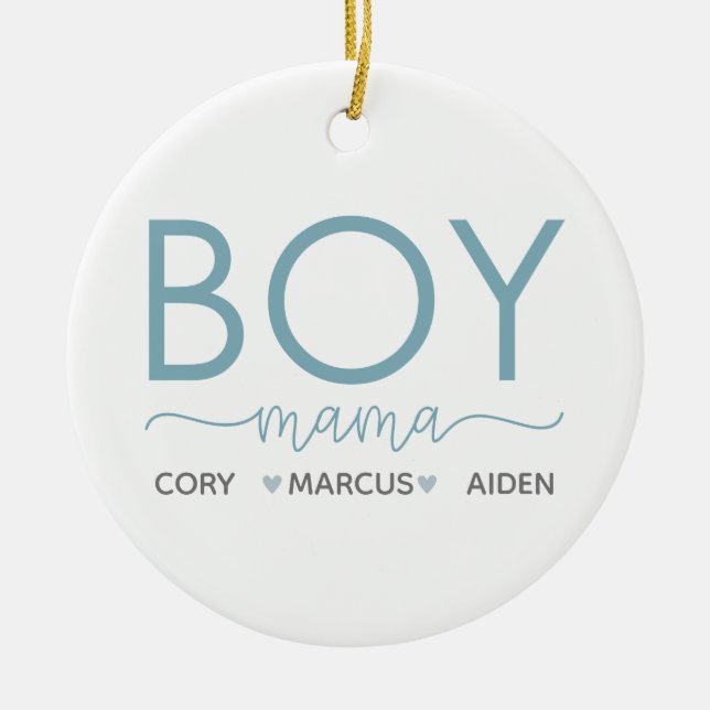 Boy Mamma Personlig med Son's Namn Julgransprydnad Keramik (Framsidan)