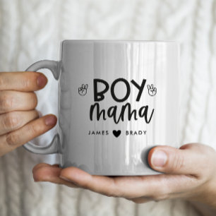 "Boy Mamma" Personlig Mors dag 2-barn namn Kaffemugg