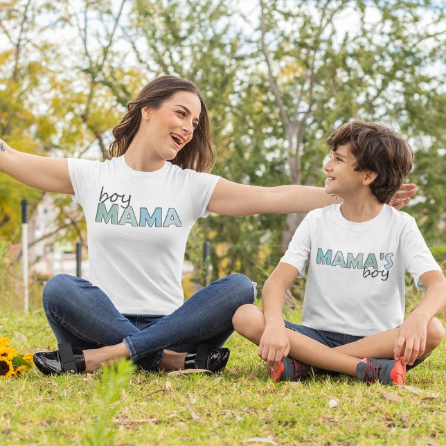 Boy Mamma som matchar blå färg dam T Shirt (Boy Mama matching blue color ladies T-Shirt)
