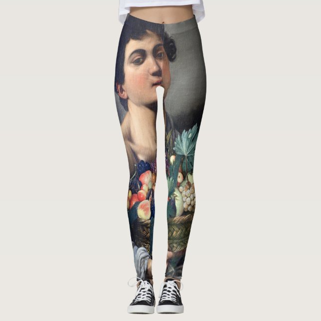 Boy med Basket av Fruit (Caravaggio) Leggings (Framsida)