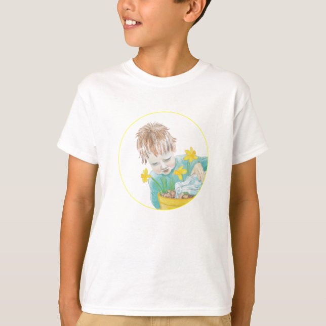 Boy med Daffodils T Shirt (Framsida)
