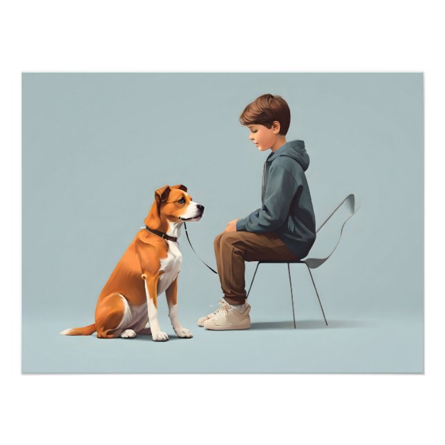 Boy med hund konst fototryck (Framsidan)