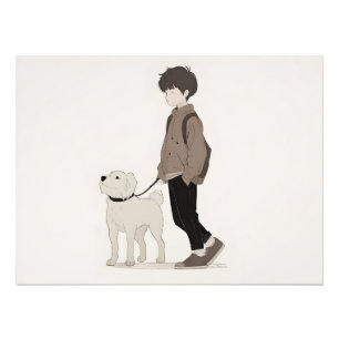 Boy med hund konst fototryck