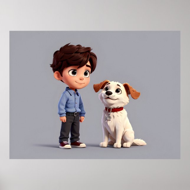 Boy med hund konst poster (Framsidan)