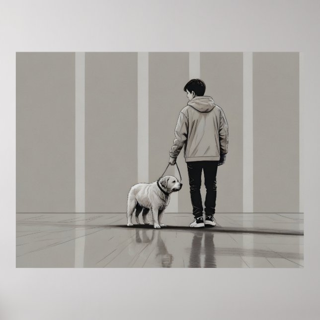 Boy med hund konst poster (Framsidan)