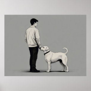 Boy med hund konst poster