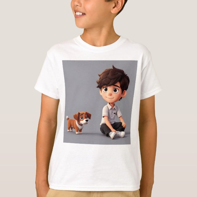 Boy med hund konst t shirt (Framsida)