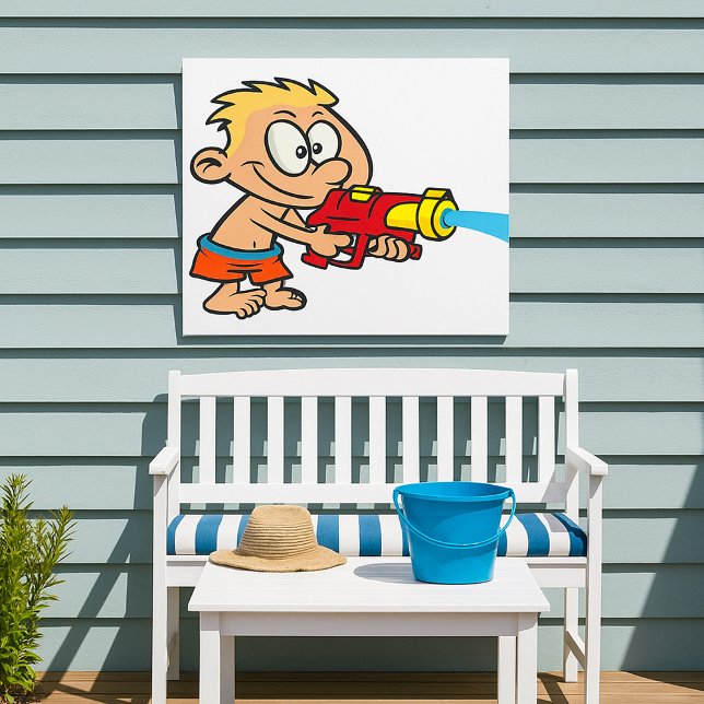 Boy med Vatten Gun SommarRoligt Poster (Skapare uppladdad)