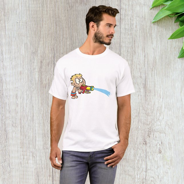Boy med Vatten Gun SommarRoligt T Shirt (Skapare uppladdad)